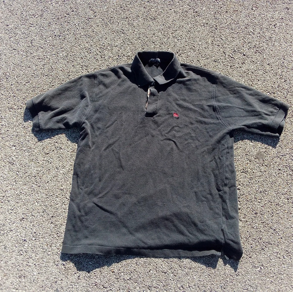 Burberry London Check Pattern Collar Polo Shirt Black Men's Large - Picture 9 of 9